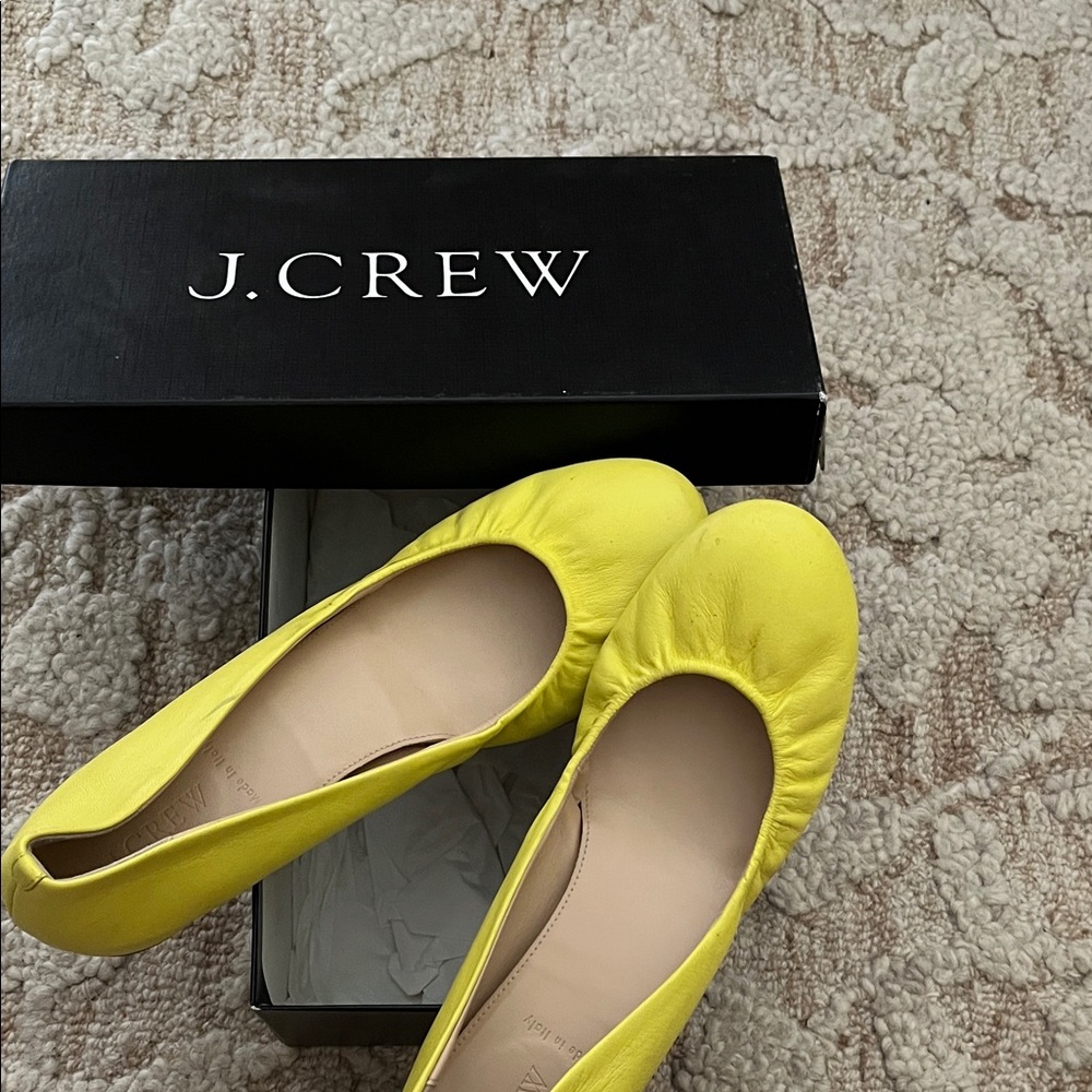 J. Crew Yellow Ballet Flats with Elastic Detail